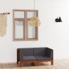 VidaXL Set canapea 2 locuri cu perne gri &icirc;nchis, lemn masiv acacia 3058113
