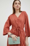 Dkny rochie culoarea portocaliu, midi, evazată
