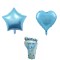 Set 3 baloane din folie metalizata, flippy, figurine picior 46x79 cm, inima 45cm, stea 45cm, model it&#039;s a boy, tema gender reveal, ambalaj individual,
