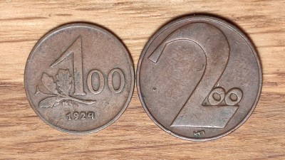 Austria - set de colectie bronz - 100 + 200 kronen 1924 - XF+ impecabile !! foto