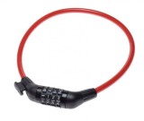 Antifurt Bicicleta cu Cifru, Cablu Otel 10mm x 650mm, Rosu
