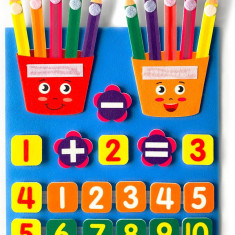 Jucarie Montessori educativa si interactiva tip plansa cu scai, numere si concepte matematice pentru acasa sau gradinita, educatie STEM si activitati