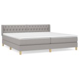 Cumpara ieftin Pat box spring cu saltea, gri deschis, 200x200 cm, textil