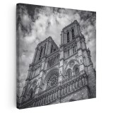 Tablou Notre Dame din Paris Franta alb, negru 1523 Tablou canvas pe panza CU RAMA 80x80 cm