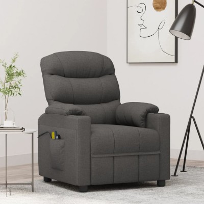 Fotoliu de masaj electric rabatabil, gri &amp;icirc;nchis, textil foto