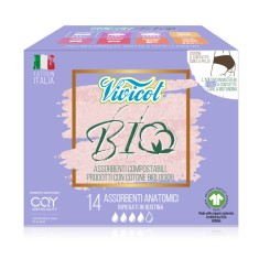 Absorbante de zi din bumbac bio hipoalergenic,compostabil,fara aripioare -4 picaturi (14 buc)-VIVICO