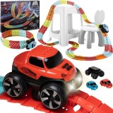 Pista flexibila de curse cu 193 piese si masina LED Kruzzel