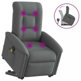 vidaXL Fotoliu de masaj rabatabil cu ridicare, gri &icirc;nchis, textil