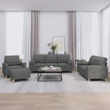 vidaXL Set de canapele cu perne, 4 piese, gri &icirc;nchis, material textil