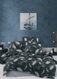 Cumpara ieftin Lenjerie de pat din bumbac 100%, cu doua fete de perna, Victoria, VKR10 Feather Black