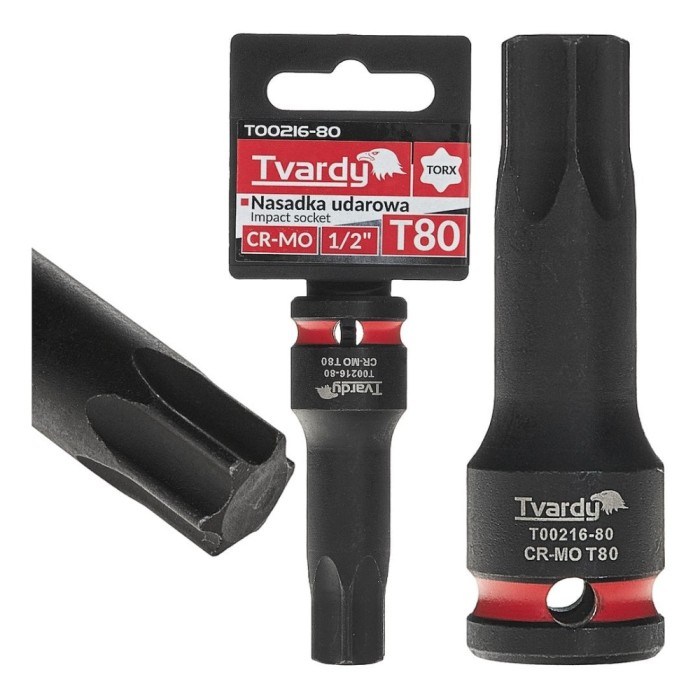 Cheie tubulara de impact TORX 1 / 2&quot;, T80, Cr-Mo, Tvardy T00216-80