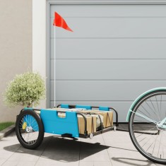 Remorcă de bicicletă, albastru, textil oxford și fier foto