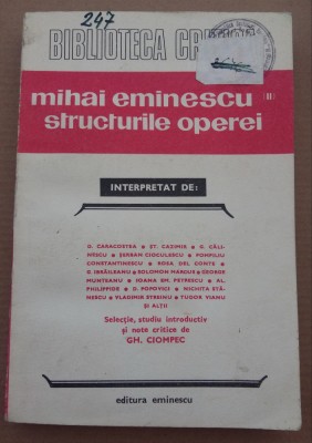 (C486) MIHAI EMINESCU-STRUCTURILE OPEREI foto