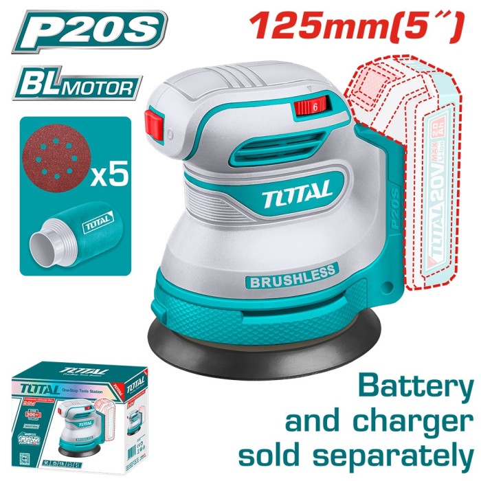 TOTAL - MASINA DE SLEFUIT ROTATIVA - 125MM - LI-ION - 20V PowerTool TopQuality