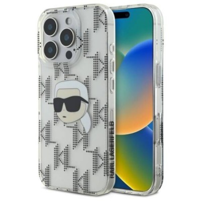 Husa pentru iPhone 16 Pro - Karl Lagerfeld IML Luxury Electroplated (KLHCP16LHKLPKHT) - Transparent Karl Head foto
