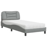 Cumpara ieftin Pat cu saltea, Hvar, gri deschis, 80x200 cm, textil