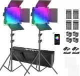 Cumpara ieftin Kit 2 Panouri Neewer RGB,480 LED,trepiezi 200 cm,4 baterii + 4 incarcatori,geanta transport