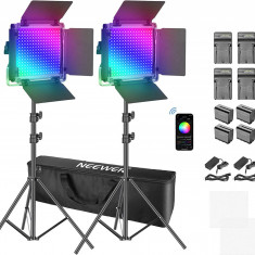 Kit 2 Panouri Neewer RGB,660 LED,trepiezi 200 cm,4 baterii + 4 acumulatori,geanta transport