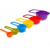 Set 6 linguri de masurat pentru bucatarie, plastic, 7.5 - 250 ml, multicolor
