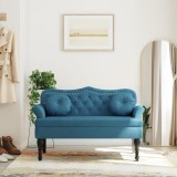 vidaXL Banchetă cu perne, albastru, 120,5x65x75 cm, catifea