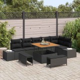 vidaXL Set de canapele pentru grădină cu pernă 9 pcs Negru Rattan poli 3364744