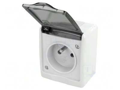 Conector Alimentare AC 2P+PE 250V 16A Gri Murale foto