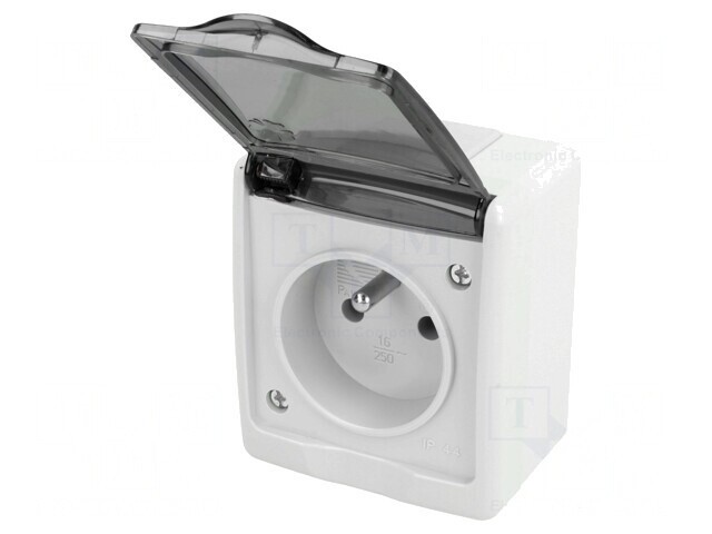 Conector Alimentare AC 2P+PE 250V 16A Gri Murale