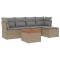 Set canapele de gradina cu perne, 6 piese, bej, poliratan