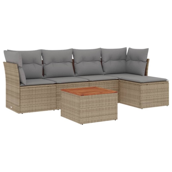 Set canapele de gradina cu perne, 6 piese, bej, poliratan