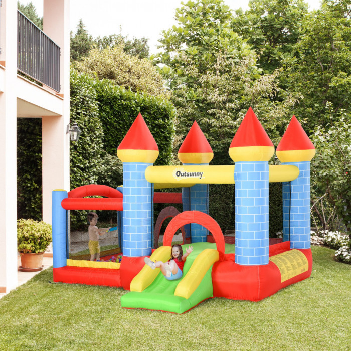 Outsunny castel gonflabil copii 300x275x210cm, multicolor