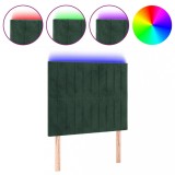 Cumpara ieftin Tablie de pat cu LED, verde inchis, 100x5x118/128 cm, catifea