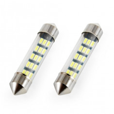 Set 2 becuri auto AMIO , LED, C5W SV8.5-8, 15 SMD 3014, 39mm, 12V, capac sticla, leduri alb sofit Festoon AutoDrive ProParts