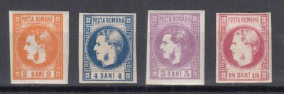 ROMANIA 1868 LP 21 LP 22 LP 23 LP 24 REGELE CAROL I CU FAVORITI EMISIUNEA a II-a GUMA ORIGINALA SERIE SARNIERA foto