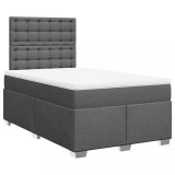 Cumpara ieftin Pat box spring cu saltea, gri inchis, 120x200 cm, textil