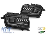 Set de faruri de tuning potrivit pentru Chevrolet Camaro 2009-2013 baza neagra cu semnal de &icirc;ntoarcere dinamic, stanga si dreapta Performance AutoTuni