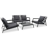 VidaXL Set mobilier grădină cu perne, 4 piese, gri, &icirc;nchis aluminiu 47818