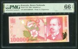 q557 BANCNOTA 100000 LEI 1998 NECIRCULATA UNC GRADATA PMG 66 EPQ