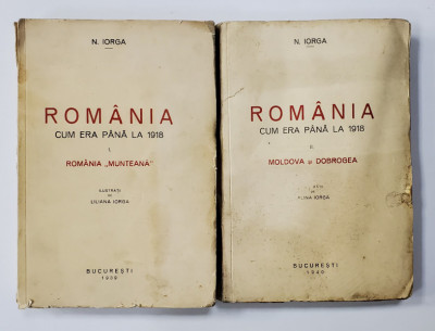 ROMANIA CUM ERA PANA LA 1918 - N. IORGA, VOLUMUL I - ROMANIA MUNTEANA , VOLUMUL II-MOLDOVA SI DOBROGEA, 1939 -1940 foto