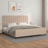 VidaXL Cadru de pat cu tăblie, cappuccino, 200x200 cm, piele ecologică