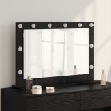 vidaXL Oglindă de toaletă cu lumini LED Stejar negru 80x55x18 cm
