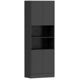 HOMCOM Cămară de bucătărie 170 cm, dulap cu raft reglabil, negru aspect lemn | Aosom Romania