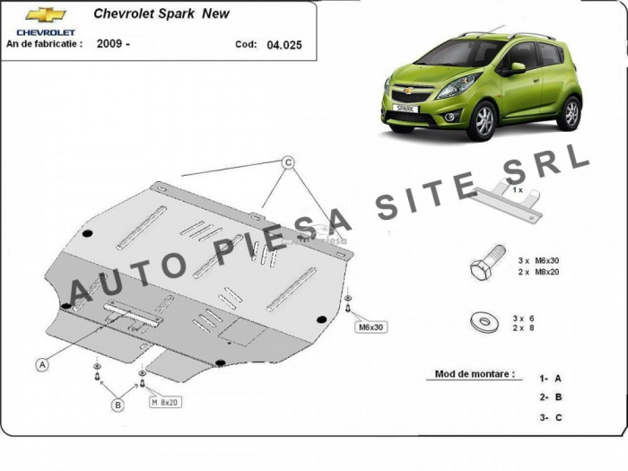 Scut metalic motor Chevrolet Spark fabricat incepand cu 2009 APS-04,025