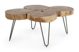 Masuta cafea blat lemn natur cu picioare fier negru Orbital 90 cm x 60 cm x 40 h