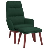Cumpara ieftin Scaun de relaxare cu taburet, verde inchis, catifea