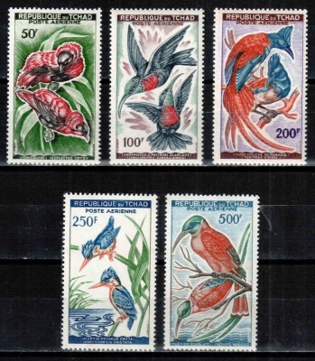 Ciad Tchad 19611963, Mi #82-86**, fauna, pasari, MNH, cota 40 &amp;euro;! foto