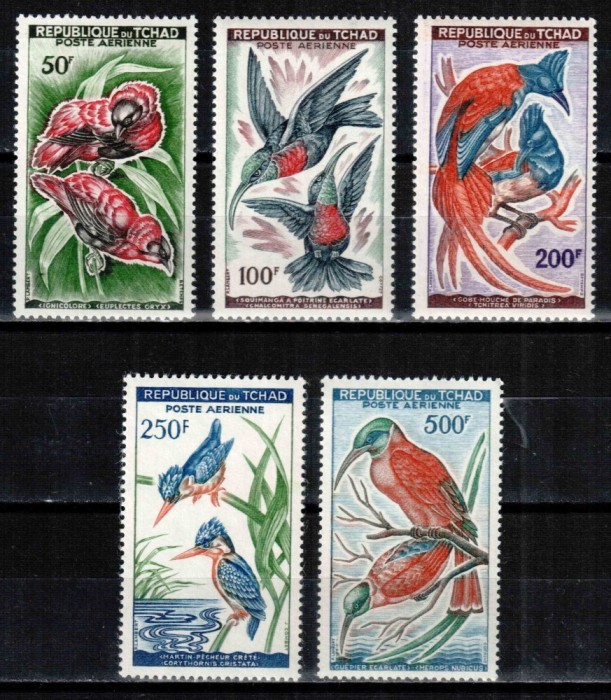 Ciad Tchad 19611963, Mi #82-86**, fauna, pasari, MNH, cota 40 &euro;!