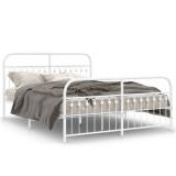 Cumpara ieftin Cadru de pat metalic cu tablie, alb, 150x200 cm