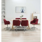 Cumpara ieftin Scaune de bucătărie pivotante, 6 buc., roșu vin, textil