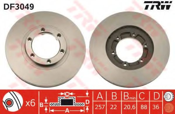 Disc frana OPEL FRONTERA A Sport (5_SUD2) (1992 - 1998) TRW DF3049