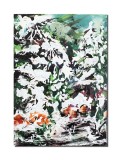 Tablou peisaj de iarna pictat manual, 35x25cm acril pe panza in cutit efect 3D, Kenny Varniote